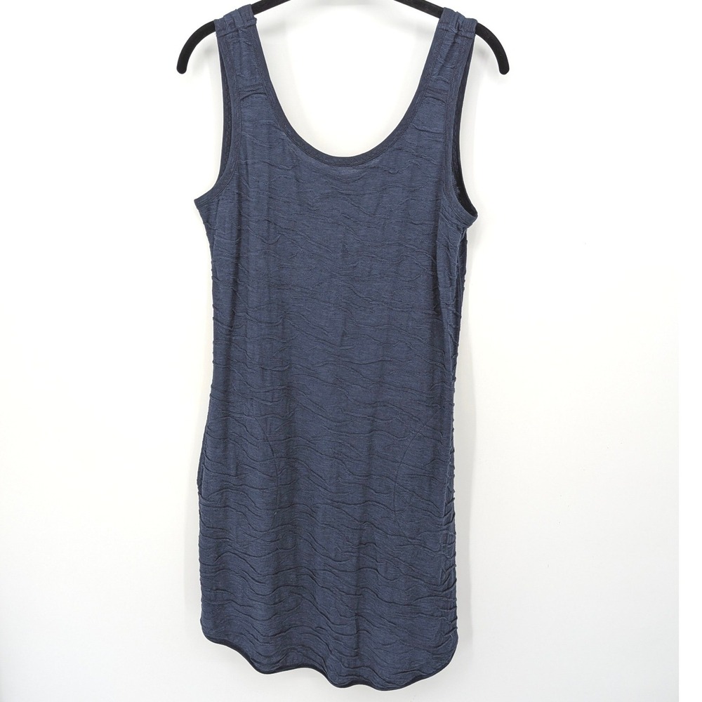 Toad&Co Tank Dress Womens Medium Blue Textured Organic Cotton Blend Sleeveless